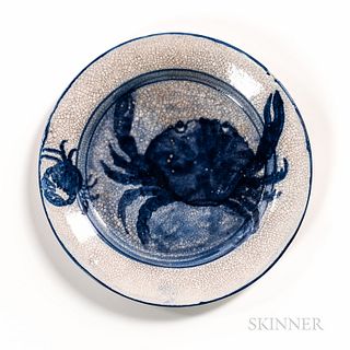 Dedham Pottery Crab Plate with Baby Crab