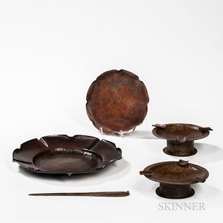 Five Pieces of Roycroft Copper Ware