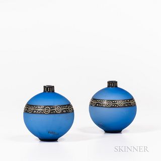 Pair of Robj Enameled Glass Vases