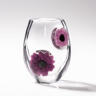 Daum Purple Flower Blossom Vase