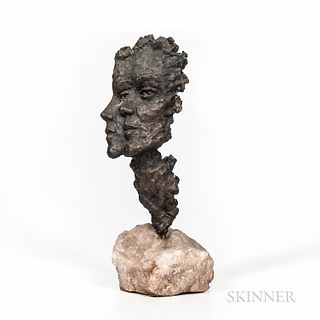 Netti Fishstein (American, 1918-2020) Double Portrait Bronze Sculpture