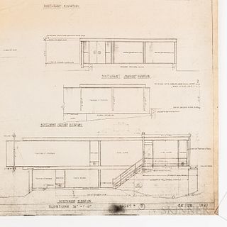 Paul Rudolph (American, 1918-1997) Six Diazo Print Plans for the Yanofsky House