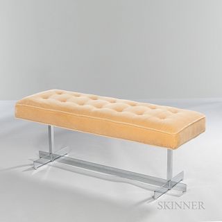 Milo Baughman-style Bench with Chromed Base