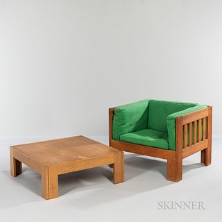 Tage Poulsen Lounge Chair and Square Coffee Table