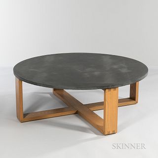 Hans Krieks Large Round Slate-top Coffee Table