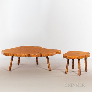 Two Redwood Trunk Tables