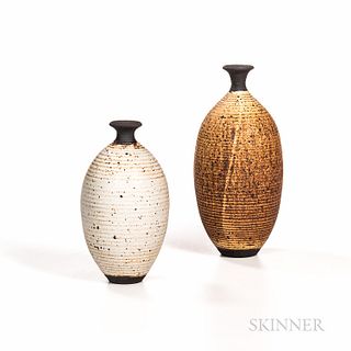 Two Otto Heino (American, 1915-2009) Studio Pottery Bottle Vases