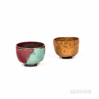 Two Makoto Yabe (Japanese/American, 1947-2005) Raku Tea Bowls