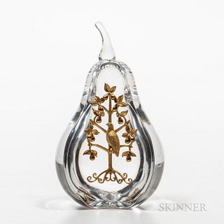 Steuben Partridge in a Pear Tree Glass Sculpture
