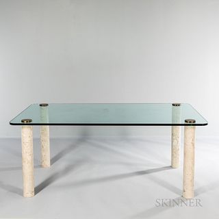 Glass-top Marble-leg Dining Table