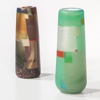 Two Takeshi Sano Art Glass Vases