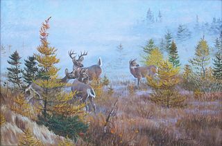 John Ford Clymer (1907-1989), Early Morning-White Tails and Tamarack