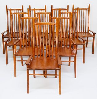 Set of 10 Stephen Swift Cherry High Back Dining Chairs