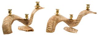 Ram Horn Sculpted Resin Candelabra