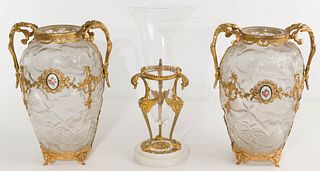 Glass and Ormolu Vases