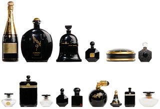Black Glass Perfume Bottle and Vanity Assortment