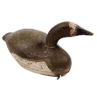 Rare Hen Canvasback Decoy by Gus Moak of Tustin, WI 