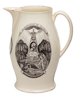 Historical Liverpool Creamware Pitcher Commemorating Washington's Death