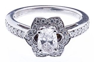 Ze 14k White Gold and Diamond Ring
