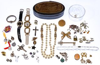 18k Gold, Sterling Silver and Costume Jewelry Assortment