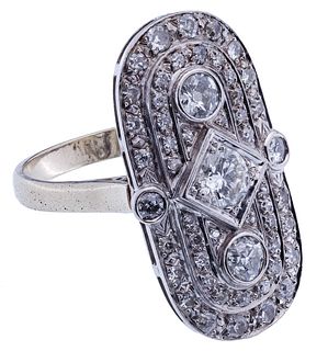 Palladium, 14k White Gold and Diamond Ring