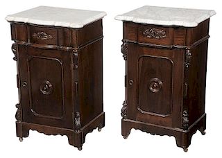 Near Pair Victorian Carved Rosewood