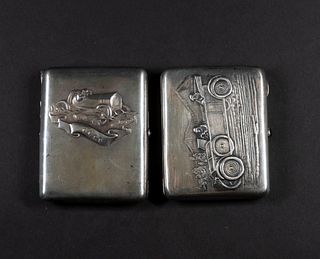 Two Silver 'Car' Cigarette Cases
