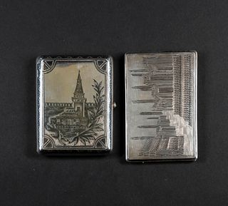 Two Silver 'Architectural' Cigarette Cases
