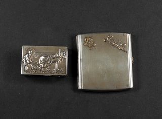 Silver Cigarette Case and Match Case