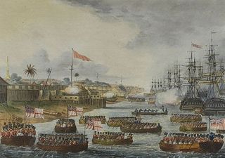 After J. Moore, Lithograh, Landing of Ragoon, 1825