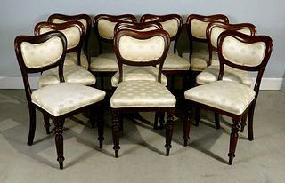 Set of Walnut Balloon Back Dining Chairs, C. 1860