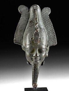 Fine Egyptian Late Dynastic Bronze Head of Osiris