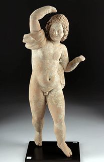 Greek Hellenistic Terracotta Standing Youth, Centuripe
