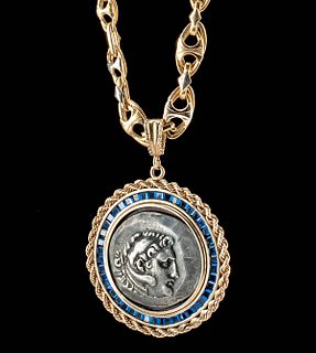 Greek Silver Alexander Tetradrachm, 18K Necklace