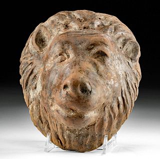 Imposing Greek Hellenistic Pottery Protome Lion Head