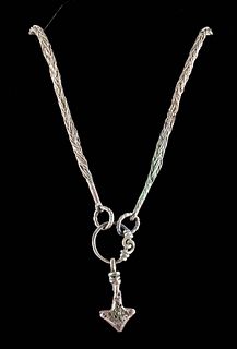Viking Silver Necklace w/ Thor's Hammer - Art Loss