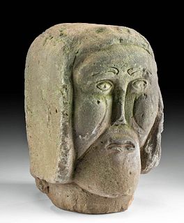 8th C. Anglo-Saxon Stone Head of Saint or Jesus