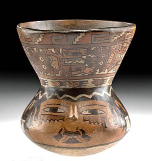 Nazca Polychrome Pottery Portrait Vessel