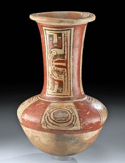Large Cocle Polychrome Vase w/ Abstract Zoomorphs
