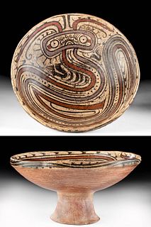 Cocle Polychrome Pedestal Bowl w/ Abstract Zoomorph