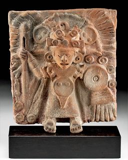 Rare Aztec Terracotta Plaque of a Warrior w/ TL
