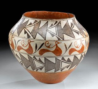 Signed Acoma Pottery Jar w/ Birds - Lucy M. Lewis