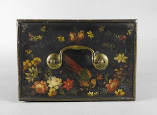 Hand Painted Tole Strongbox, Circa 1850