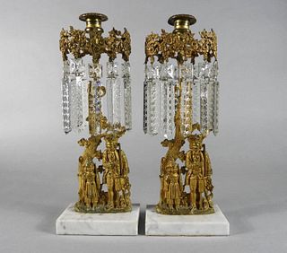 Pair of Colonial Revival Gilt Bronze Candlesticks