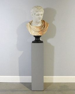 Marble & Alabaster Bust of Classical Male Figure
