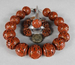 Antique Cinnabar Chinese Jewellery