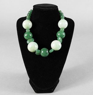 Chinese White & Green Jadeite Necklace