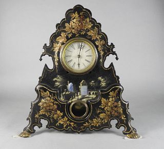 Iron-Tole Mantel Clock, American, Circa 1860