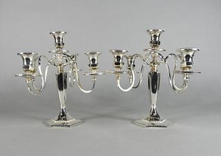 Pair of Silver Plated Candelabras, 20th Century