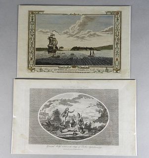 Engravings, View of Quebec & Wolfe, 18th C.